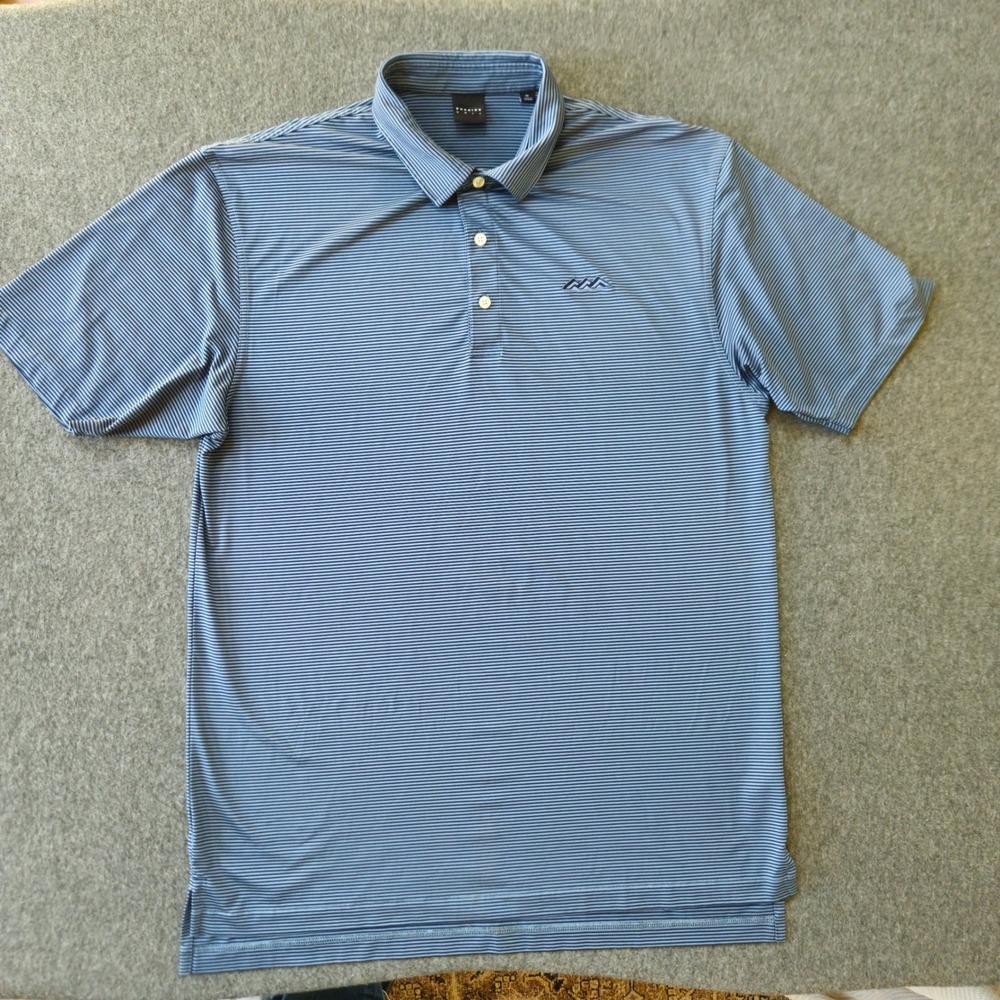 Dunning Golf XL‎ Blue Striped Performance Logo Polo Golfcore Country Club EUC